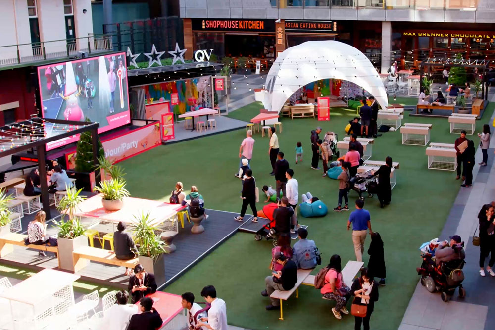 Large format interactive LED screen for QV activation by Running Boards, Melbourne
