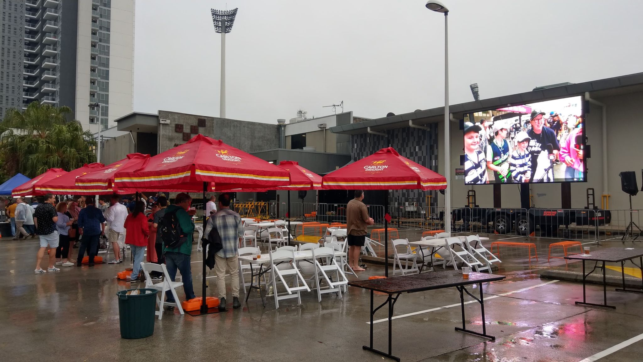 Large format outdoor LED Screen for Carlton Draft event Live Stream of sport by Running Boards, Brisbane