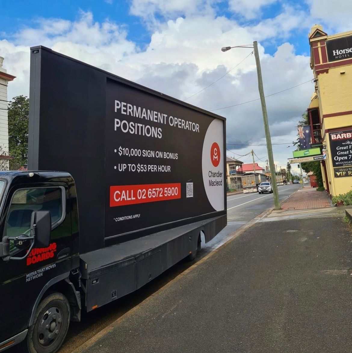 Mobile Billboard for Chandler Macleod for talent acquisition in rural New South Wales by Running Boards