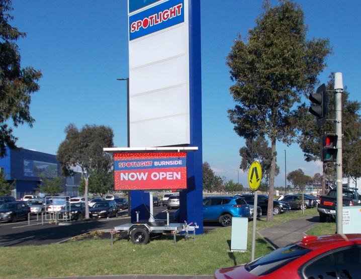 Solar Ad Trailers for Spotlight advertising by Running Boards, South Australia